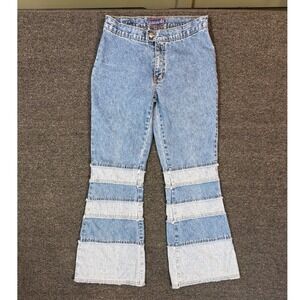 Zana-Di Patchwork Flare Jeans Womens 7/8 Blue Vintage Y2K Excellent Multi-Tone